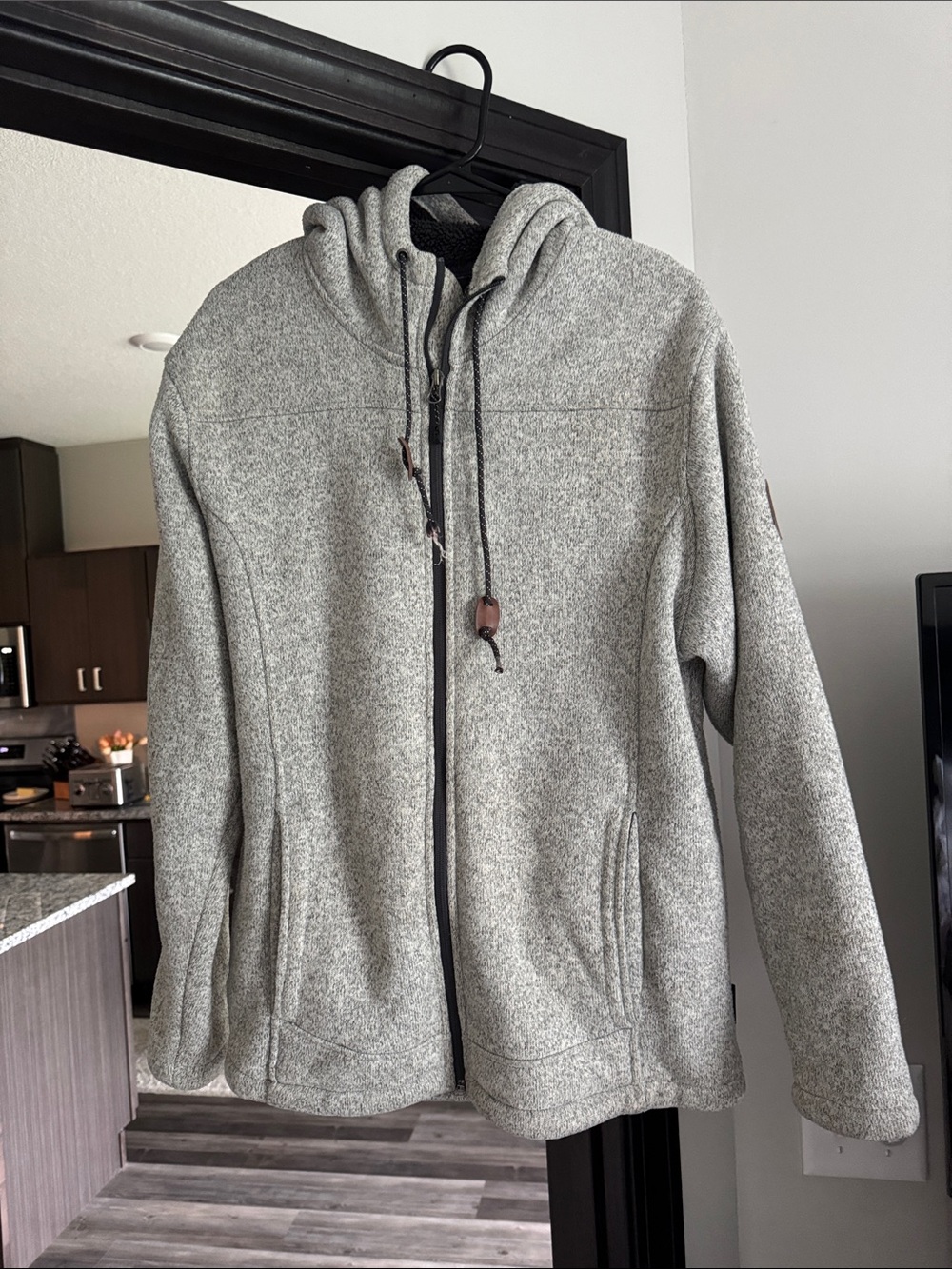 Men's Heather Gray Zip-Up Hooded Sweater Jacket